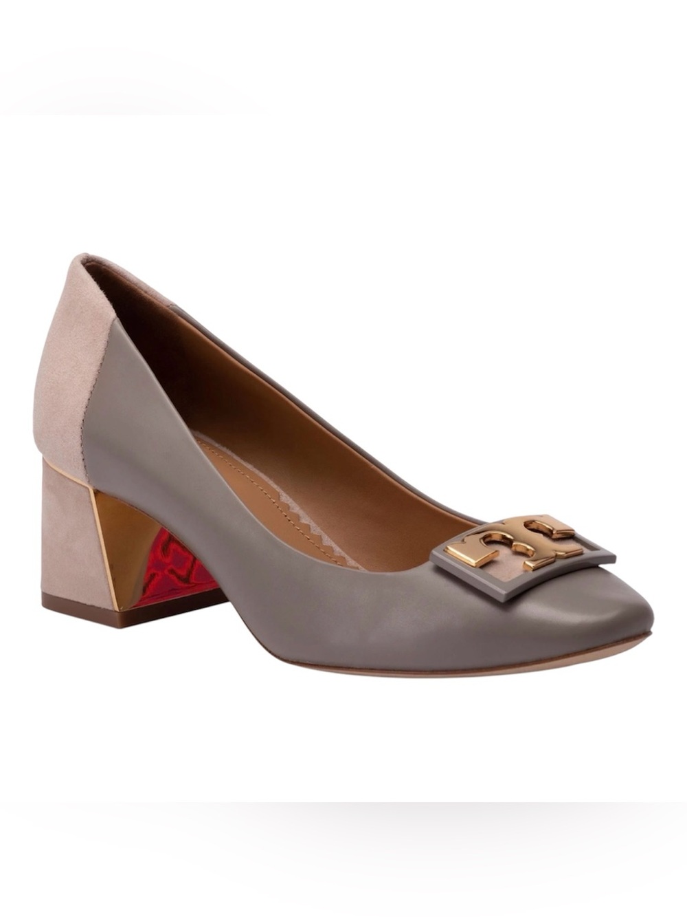 Tory Burch Gigi 55mm round toe block heel suede leather Grey-heron pumps 7.5